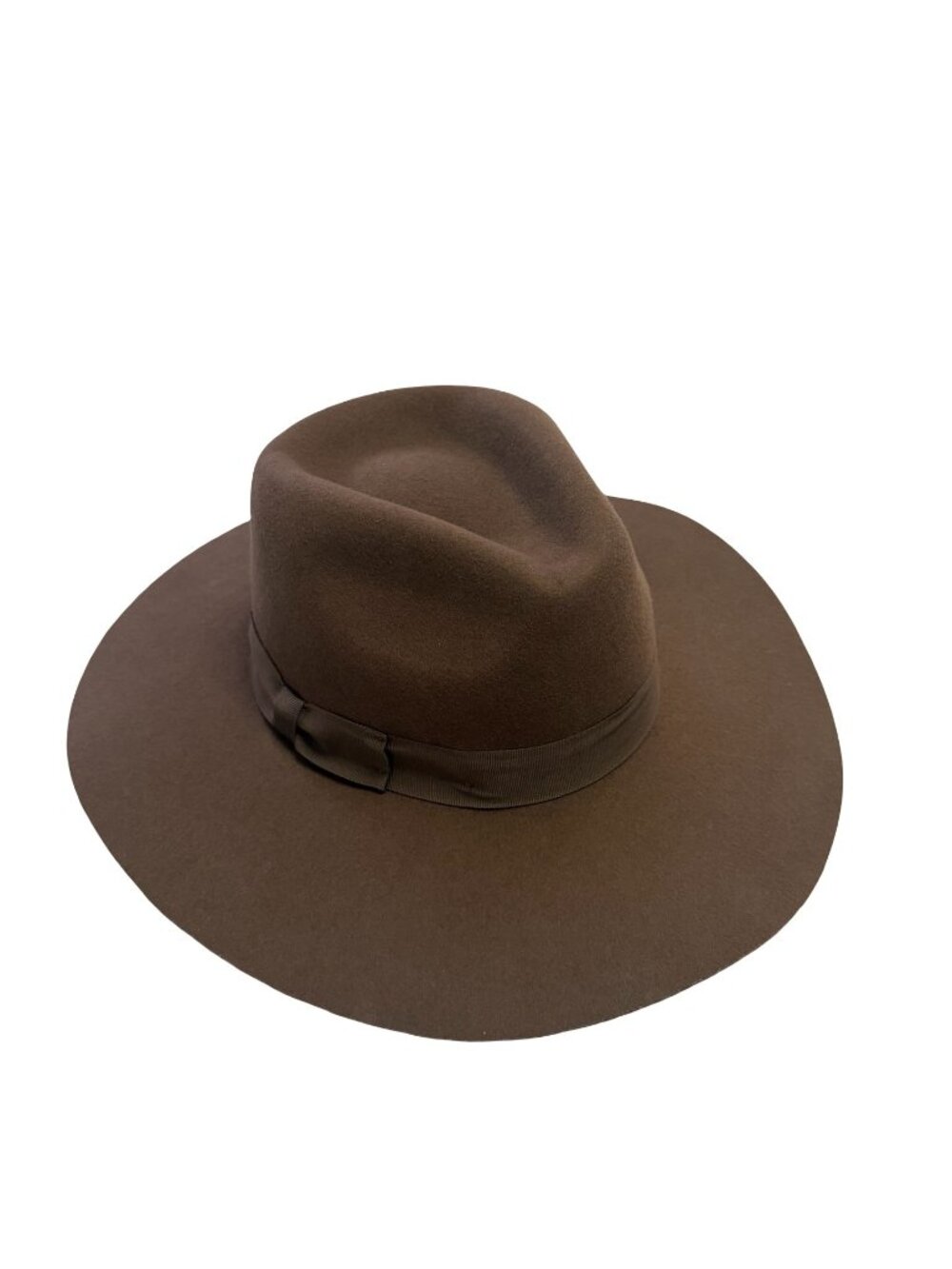 WYETH Brown Wool Wide Brim Fedora Hat O/S Western Rancher Style